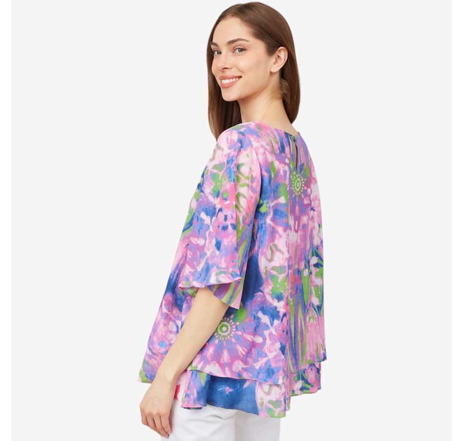 Image 100241_ALTMORE1.jpg, Product 100-241 / Price $49.88, Red Coral Painted Double Layer Faux Linen Top from Red Coral Fashions on TSC.ca's Fashion department