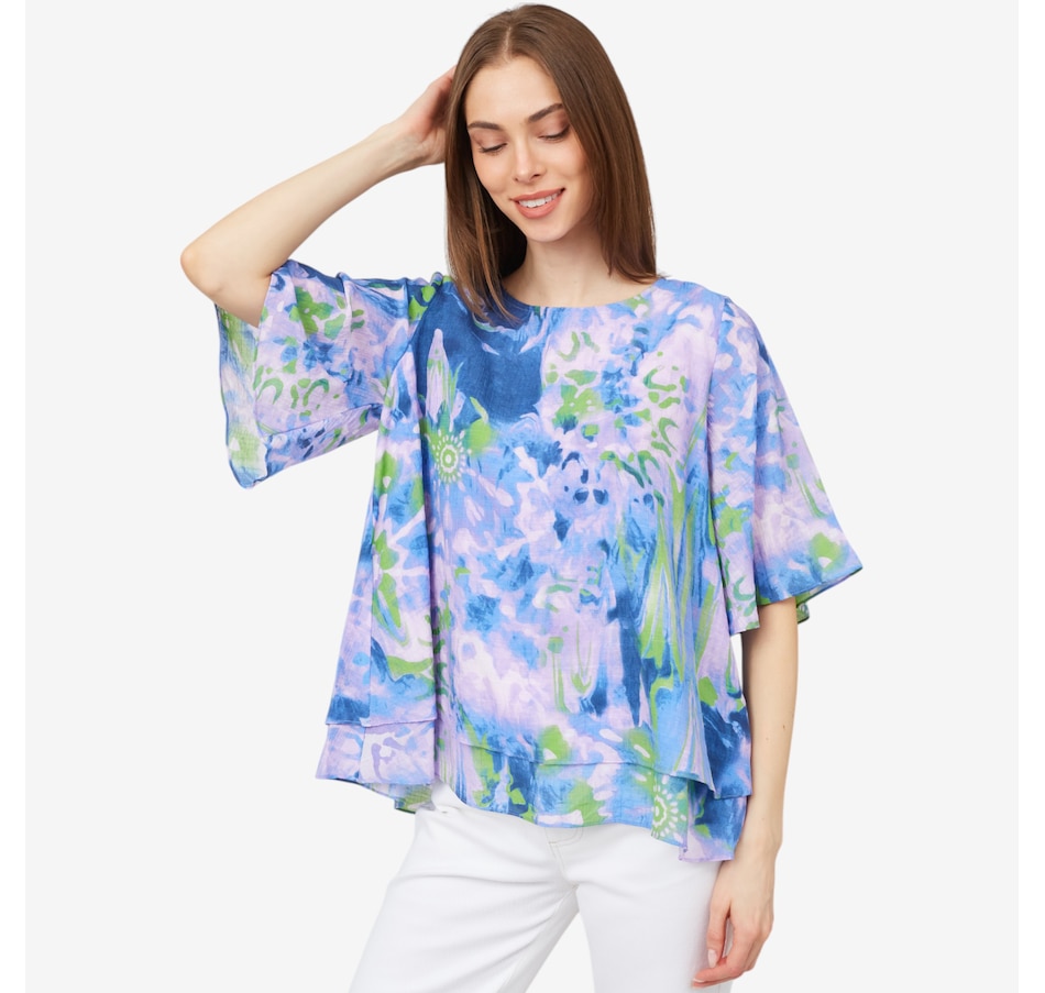 Image 100241_ALTMORE3.jpg, Product 100-241 / Price $49.88, Red Coral Painted Double Layer Faux Linen Top from Red Coral Fashions on TSC.ca's Fashion department