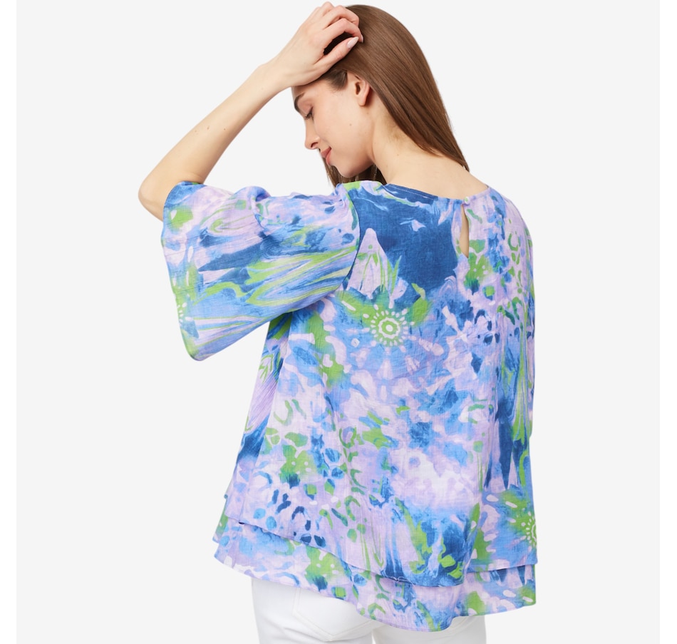 Image 100241_ALTMORE4.jpg, Product 100-241 / Price $49.88, Red Coral Painted Double Layer Faux Linen Top from Red Coral Fashions on TSC.ca's Fashion department