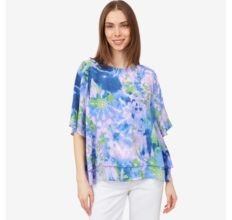 Image 100241_PUR.jpg, Product 100-241 / Price $49.88, Red Coral Painted Double Layer Faux Linen Top from Red Coral Fashions on TSC.ca's Fashion department