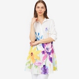 Red Coral Oversized Watercolour Flower Button Down Top
