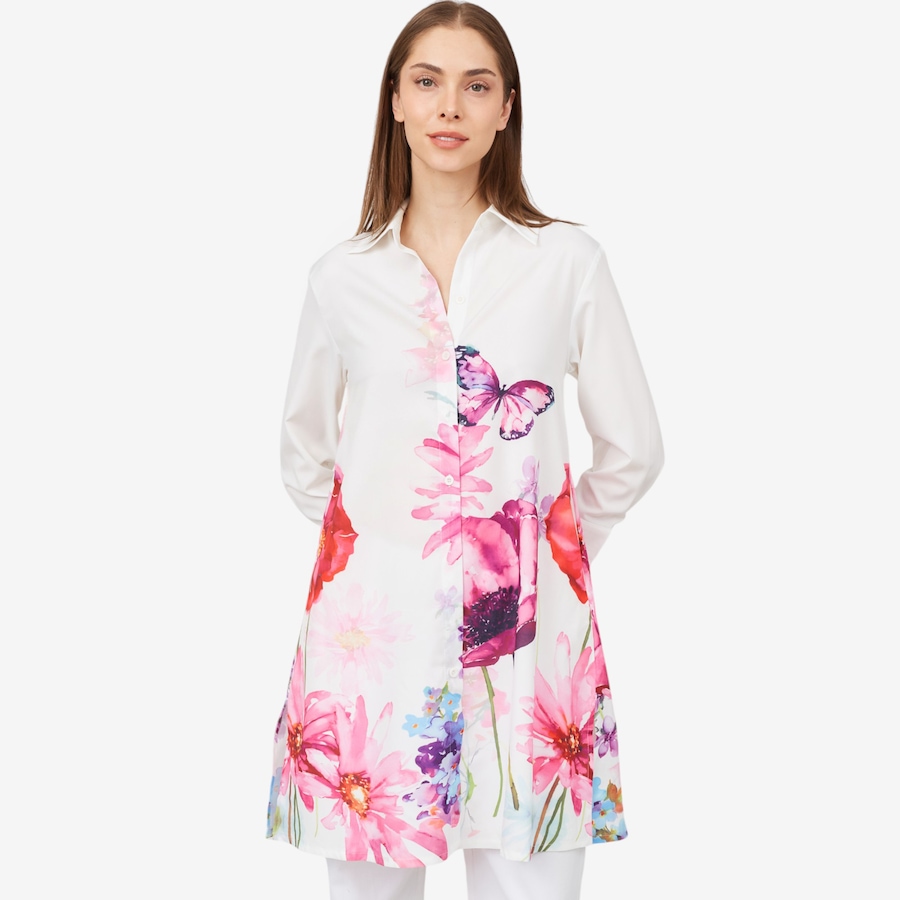 Image 100242_PNK.jpg, Product 100-242 / Price $29.33, Red Coral Oversized Watercolour Flower Button Down Top from Red Coral Fashions on TSC.ca's Fashion department