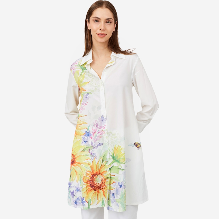 Image 100242_YEL.jpg, Product 100-242 / Price $29.33, Red Coral Oversized Watercolour Flower Button Down Top from Red Coral Fashions on TSC.ca's Fashion department