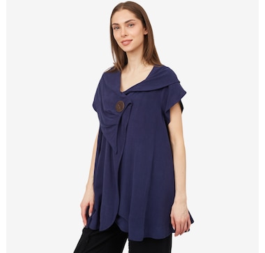 Red Coral Oversized Collar Linen Blend Jacket