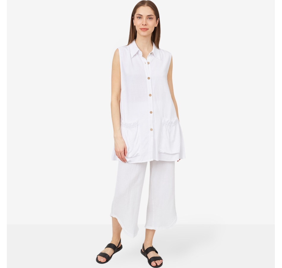 Image 100246_ALTMORE2.jpg, Product 100-246 / Price $54.88, Red Coral Cotton Waffle High Low Pant from Red Coral Fashions on TSC.ca's Fashion department