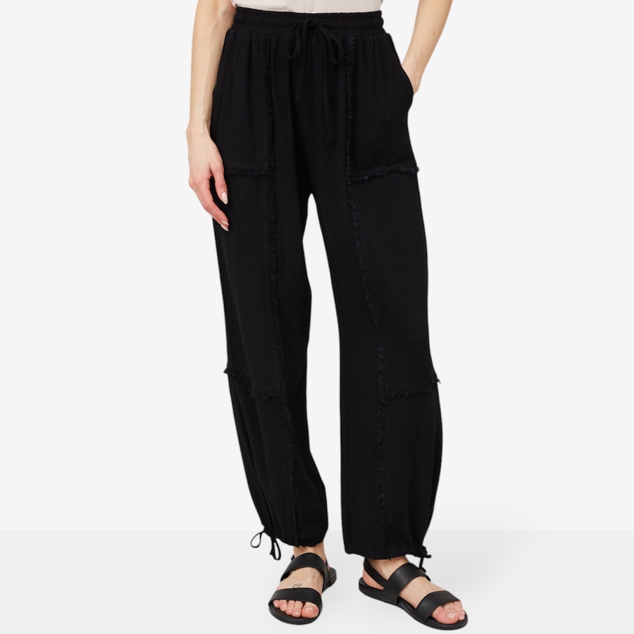Image 100248_BLK.jpg, Product 100-248 / Price $64.88, Red Coral Soft Fringe Linen Pant from Red Coral Fashions on TSC.ca's Fashion department