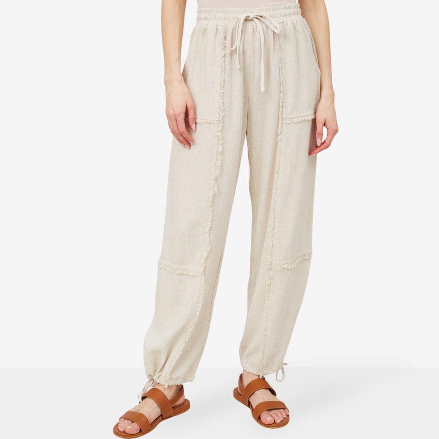 Image 100248_KHA.jpg, Product 100-248 / Price $64.88, Red Coral Soft Fringe Linen Pant from Red Coral Fashions on TSC.ca's Fashion department