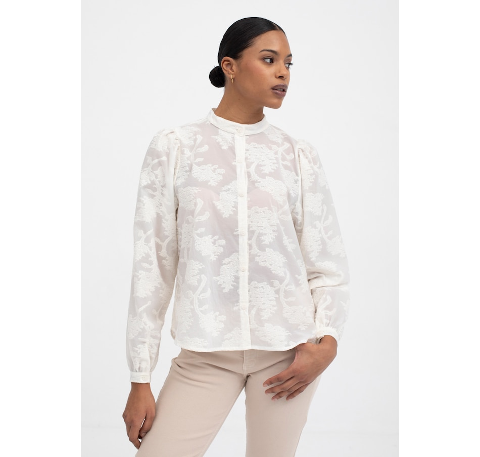 Image 100424_WHT.jpg, Product 100-424 / Price $132.00, Mus & Bombon Sololaki Jacquard Blouse from Mus & Bombon on TSC.ca's Fashion department