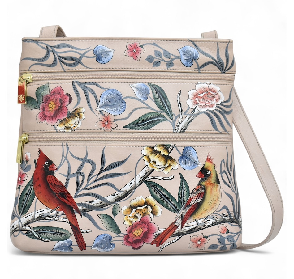 Anuschka Crossbody with Double Zip Pockets