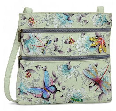 Anuschka Crossbody with Double Zip Pockets