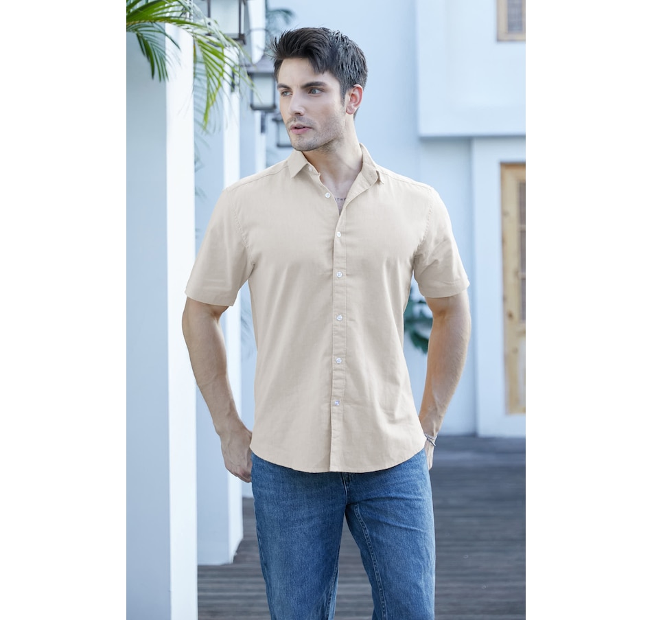 Image 100536_BGE.jpg, Product 100-536 / Price $109.99, ULU Men's 100% Linen Button Front Shirt from ULU on TSC.ca's Fashion department