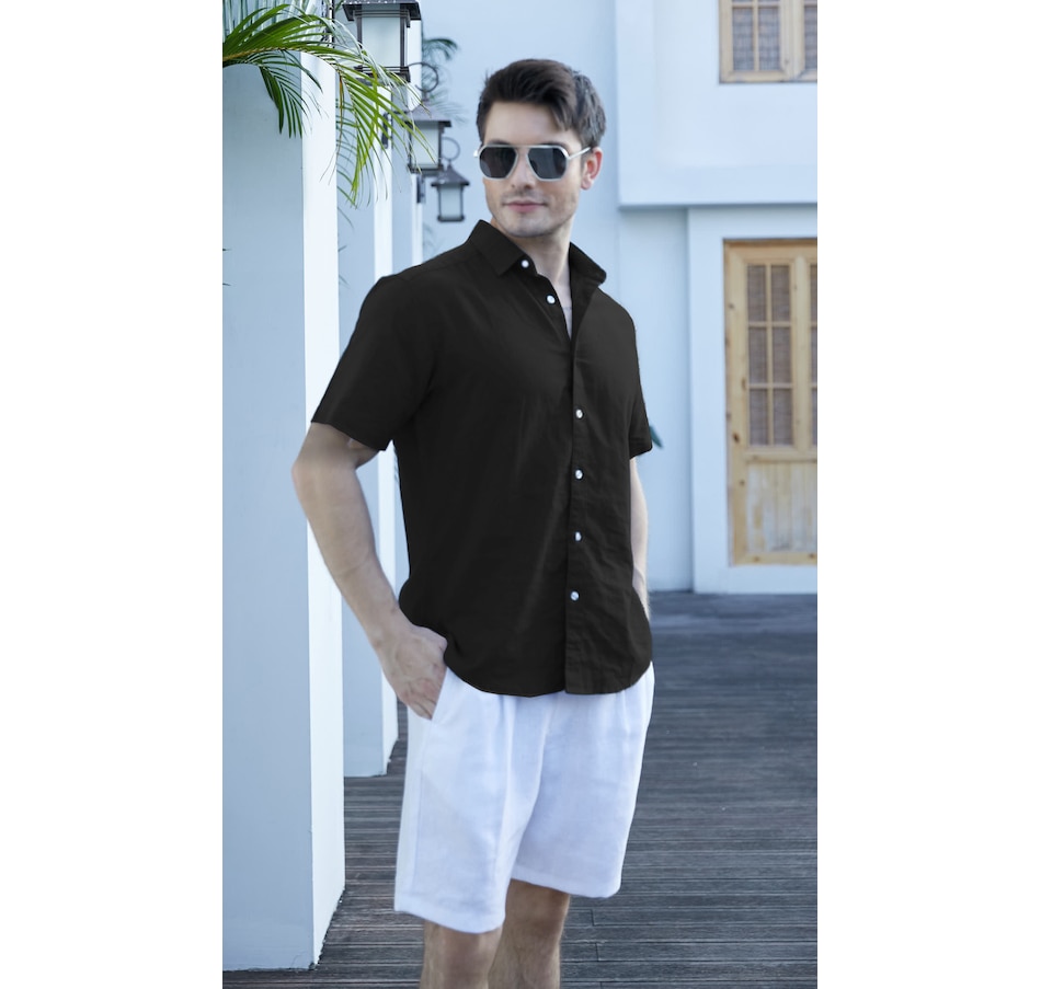 Image 100536_BLK.jpg, Product 100-536 / Price $109.99, ULU Men's 100% Linen Button Front Shirt from ULU on TSC.ca's Fashion department
