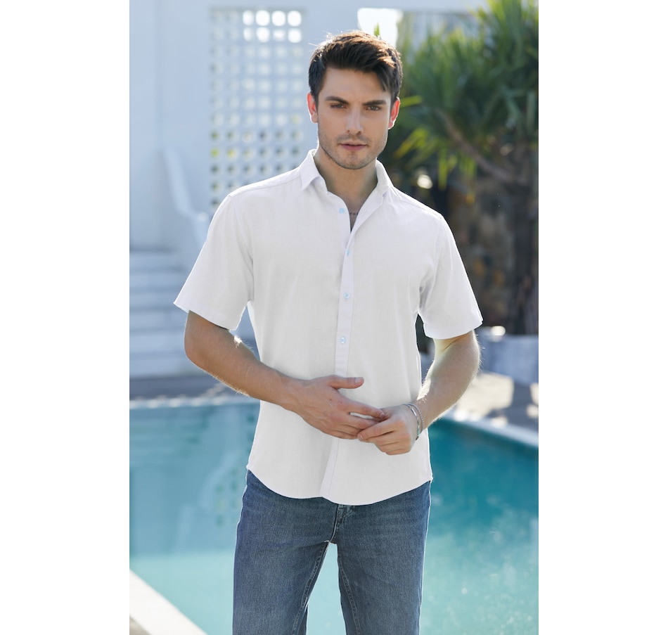 Image 100536_WHT.jpg, Product 100-536 / Price $109.99, ULU Men's 100% Linen Button Front Shirt from ULU on TSC.ca's Fashion department