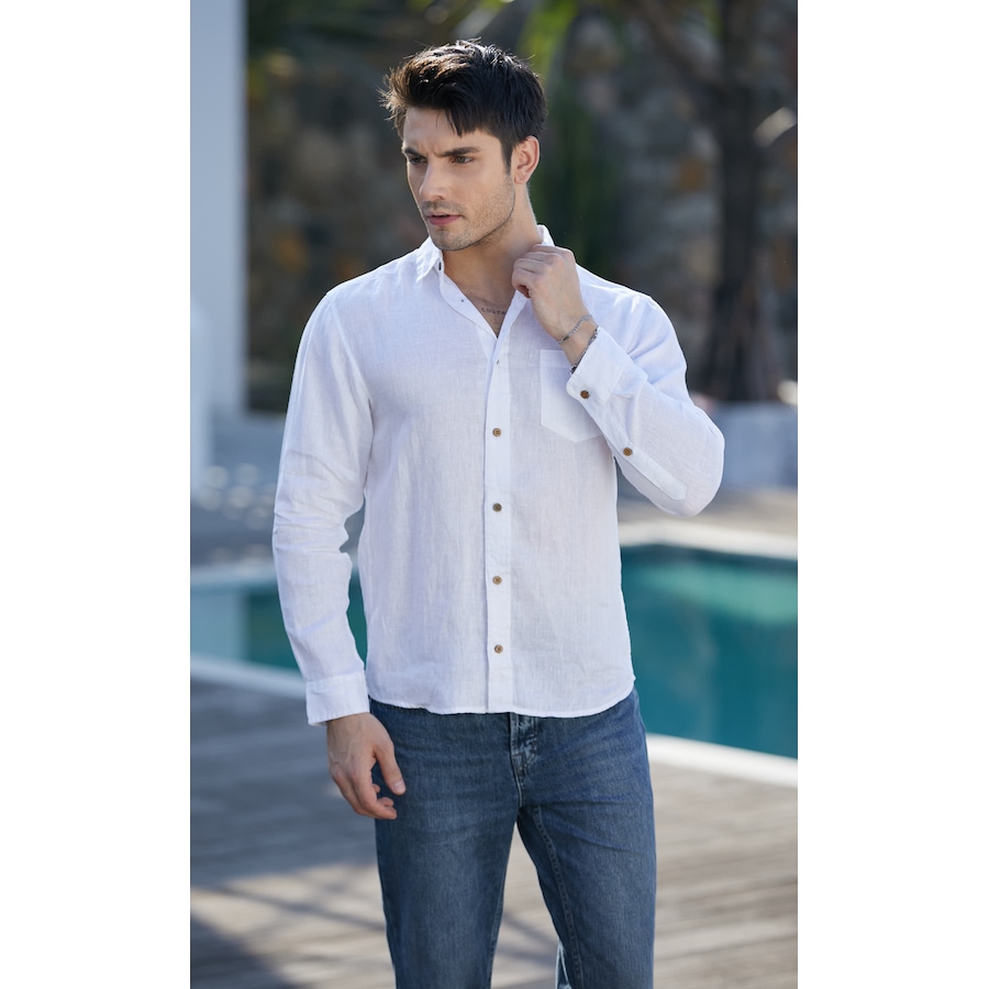 Image 100539_WHT.jpg, Product 100-539 / Price $109.99, ULU Men's Linen Dress Shirt from ULU on TSC.ca's Fashion department