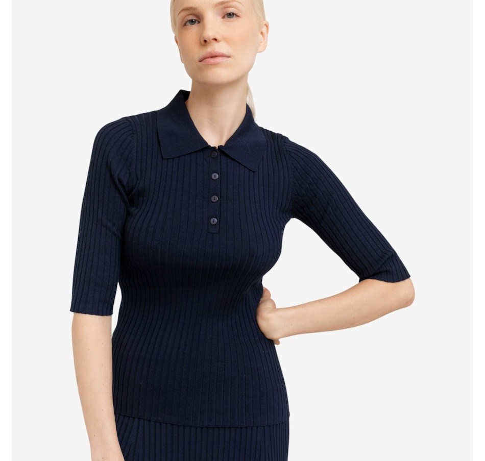 Image 100558_FRENY.jpg, Product 100-558 / Price $109.88, Paper Label Leona Rib Polo Top from Paper Label on TSC.ca's Fashion department