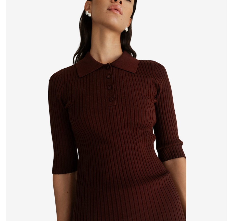 Image 100558_TRU.jpg, Product 100-558 / Price $109.88, Paper Label Leona Rib Polo Top from Paper Label on TSC.ca's Fashion department