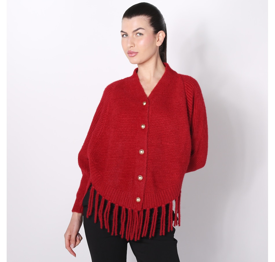 Image 100629_RED.jpg, Product 100-629 / Price $54.33, Brian Bailey Toran Cardigan with Fringe Hem from Brian Bailey on TSC.ca's Fashion department
