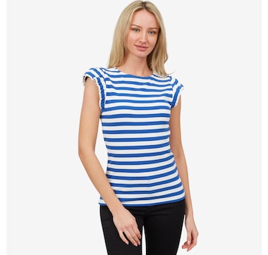 Isaac Mizrahi Striped Ribbed Knit Top