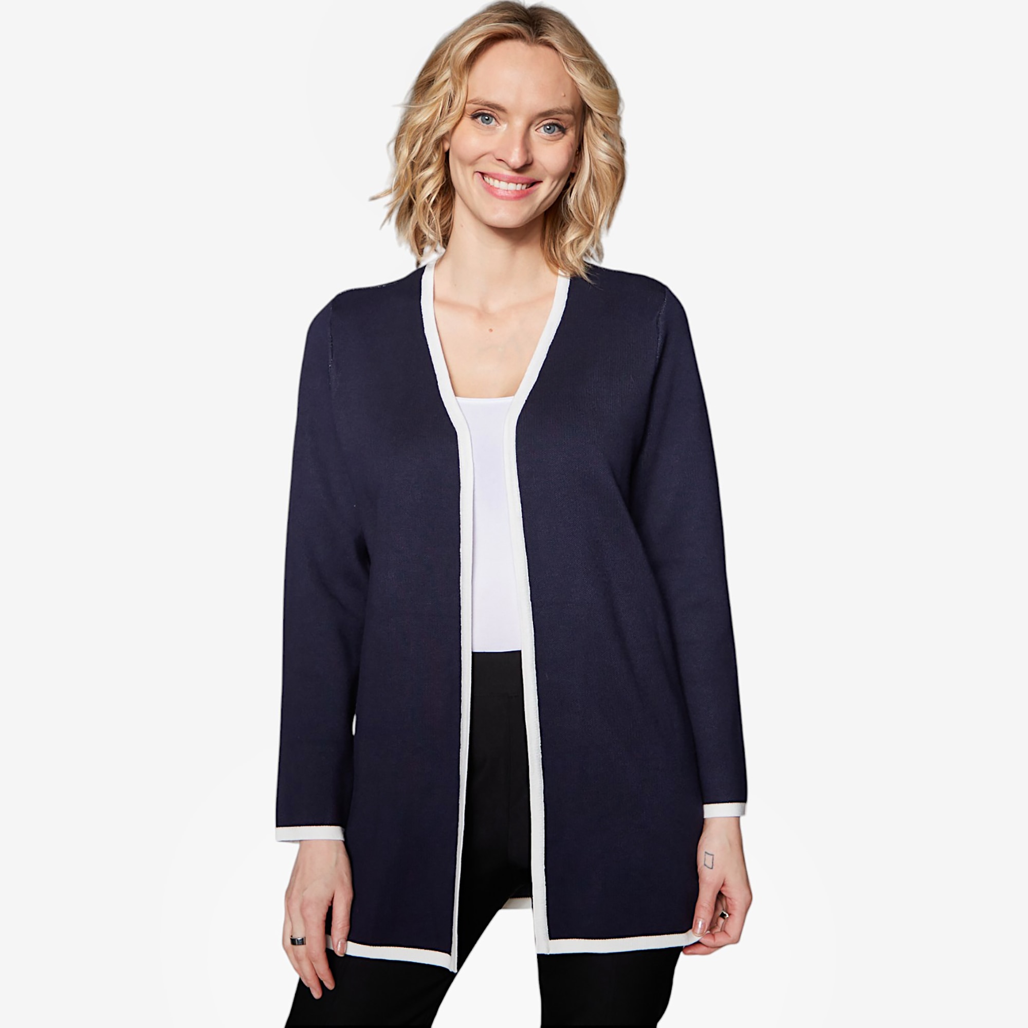 Isaac Mizrahi Nautical Graphic Open Cardigan - TSC.ca