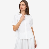 Isaac Mizrahi Cropped Short Sleeve Shirt with Elastic Cuff