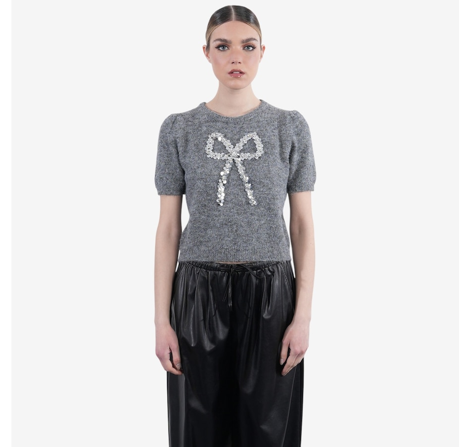 Image 100697_DGR.jpg, Product 100-697 / Price $92.00, Molly Bracken Short Sleeve Sweater with Bow Detail from Molly Bracken on TSC.ca's Fashion department
