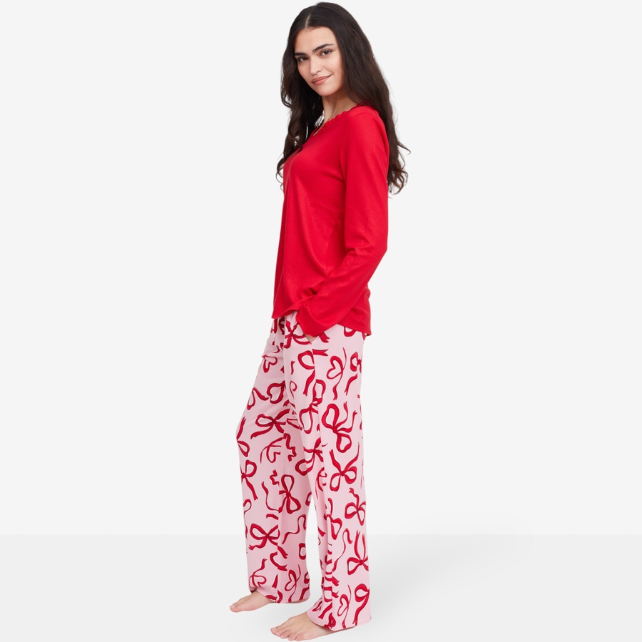 Image 100708_ALTMORE1.jpg, Product 100-708 / Price $19.33, Cuddl Duds Bliss Knit Ruffle V-Neck Sleep Set from Cuddl Duds on TSC.ca's Fashion department