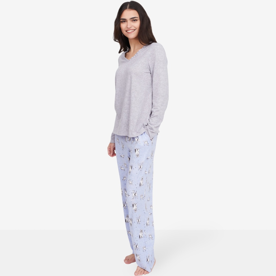 Image 100708_ALTMORE5.jpg, Product 100-708 / Price $19.33, Cuddl Duds Bliss Knit Ruffle V-Neck Sleep Set from Cuddl Duds on TSC.ca's Fashion department