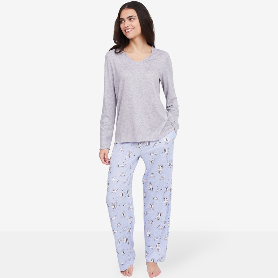Image 100708_GRYDS.jpg, Product 100-708 / Price $19.33, Cuddl Duds Bliss Knit Ruffle V-Neck Sleep Set from Cuddl Duds on TSC.ca's Fashion department