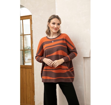Orange Fashion Village Oversized Fashion Sweater 