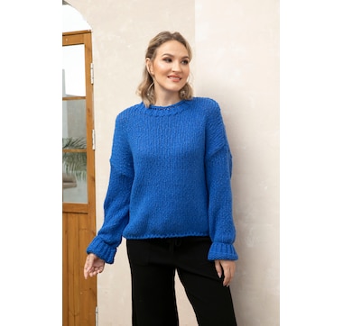 Orange Fashion village Chunky Knit Crew Neck Sweater