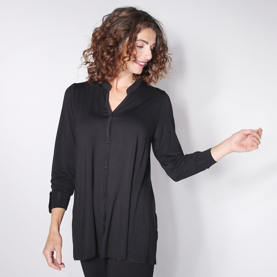 Image 100754_BLK.jpg, Product 100-754 / Price $9.33, Orange Fashion Village Button Front Bamboo Top from Orange Fashion Village on TSC.ca's Fashion department