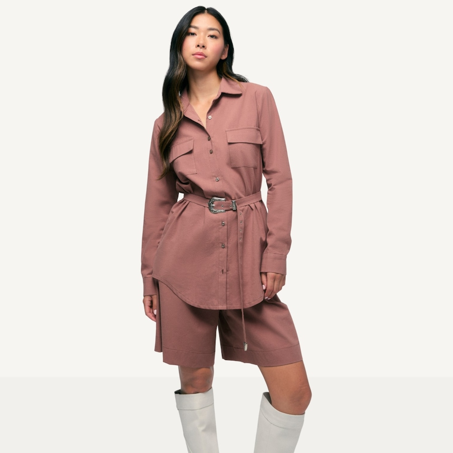 Image 100766_TRRC.jpg, Product 100-766 / Price $99.33, Hilary MacMillan Belted Boyfriend Blouse from Hilary MacMillan on TSC.ca's Fashion department