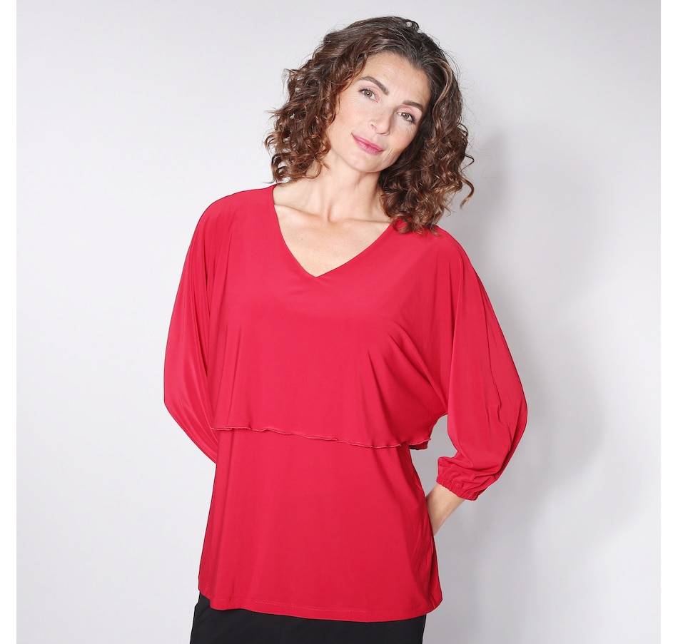 Image 100879_RED.jpg, Product 100-879 / Price $24.33, Mr. Max Brazil Knit Layered Capelet Top from Mr. Max on TSC.ca's Fashion department