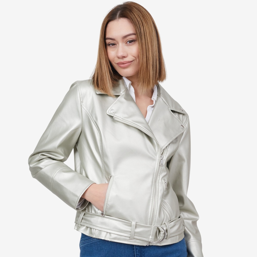 Image 100898_SIL.jpg, Product 100-898 / Price $69.33, by Stacy London Faux Leather Moto Jacket from by Stacy London on TSC.ca's Fashion department