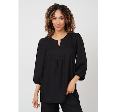 Product 100-907 / Price $49.99 , Kim & Co. Linen Style Poplin 3/4 Sleeve Tunic