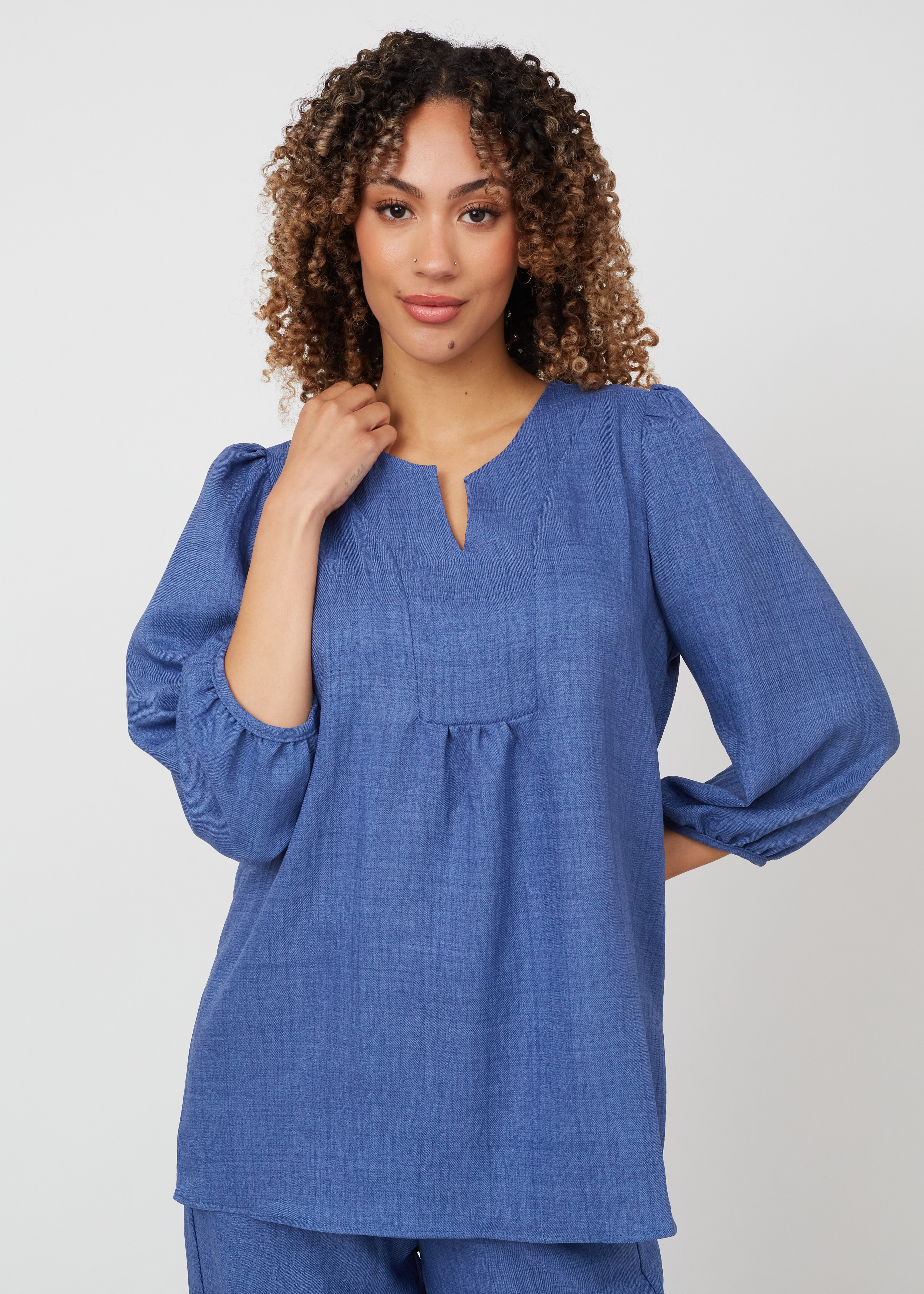 Kim & Co. Linen Style Poplin 3/4 Sleeve Tunic - TSC.ca