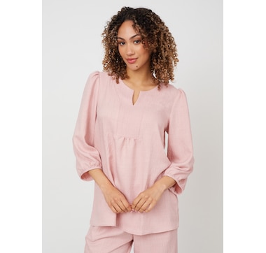 Kim & Co. Linen Style Poplin 3/4 Sleeve Tunic