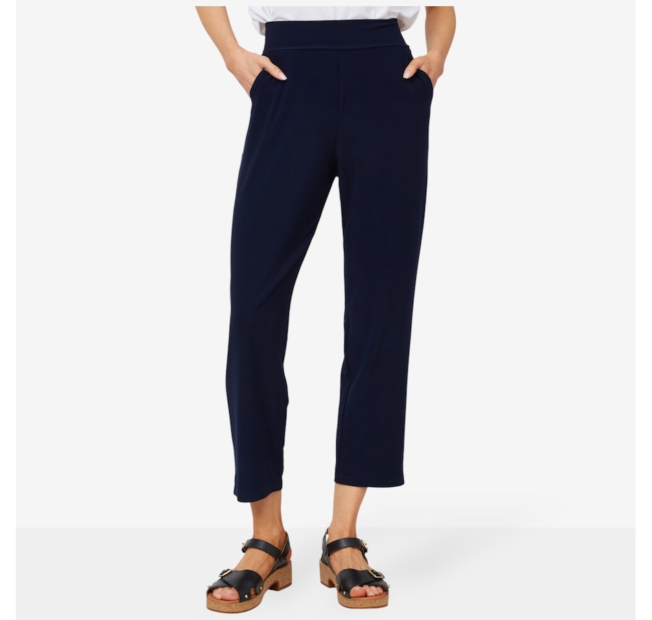 Image 100915_NVY.jpg, Product 100-915 / Price $19.33, Kim & Co. Deluxe Brazil Knit Krissy Ankle Length Pant with Slits from Kim & Co. on TSC.ca's Fashion department