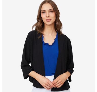 Product 100-916 / Price $49.99 , Kim & Co. Deluxe Brazil Knit 3/4 Sleeve Bolero