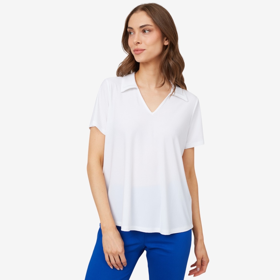 Image 100918_OWH.jpg, Product 100-918 / Price $19.33, Kim & Co. Deluxe Brazil Knit Short Sleeve Johnny Collar Top from Kim & Co. on TSC.ca's Fashion department