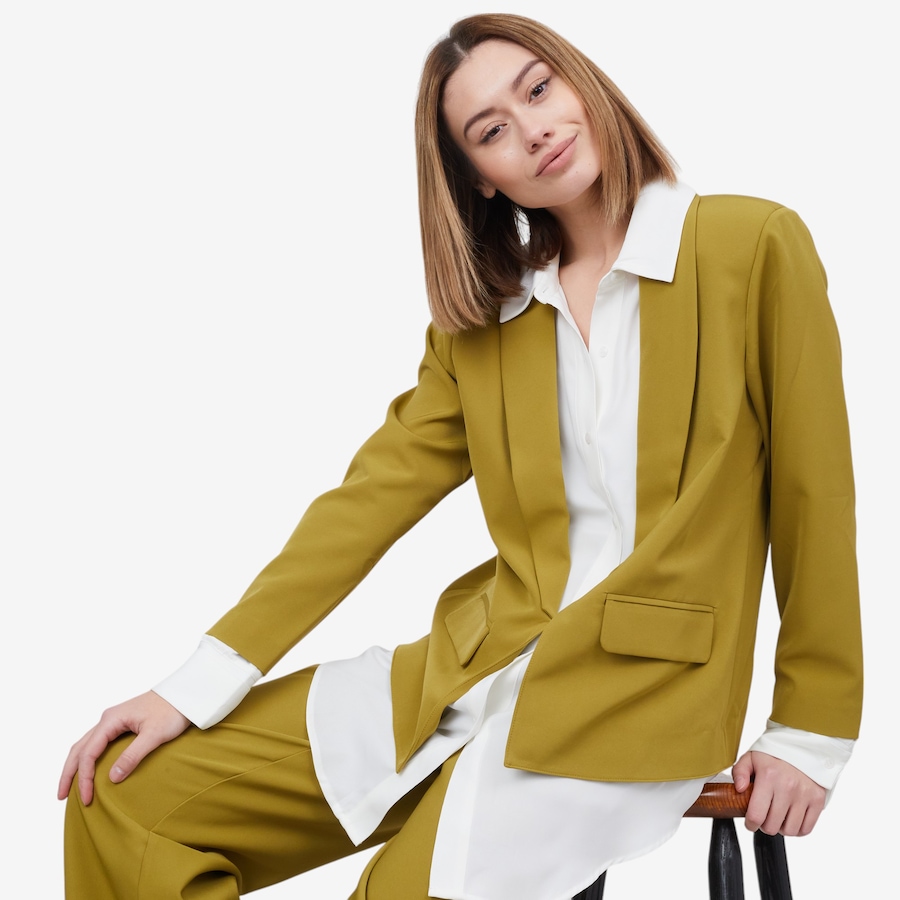 Image 100932_MOSS.jpg, Product 100-932 / Price $89.88, by Stacy London Crepe Jacket with Attached Shirt  from by Stacy London on TSC.ca's Fashion department