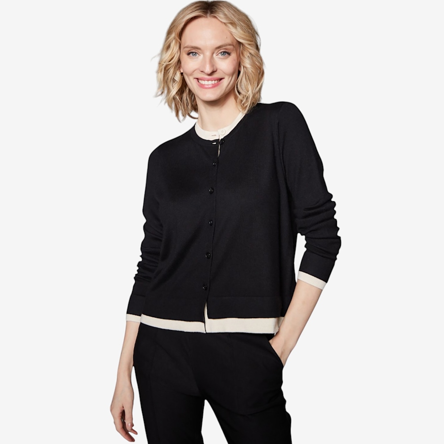 Image 100935_BLKOY.jpg, Product 100-935 / Price $49.33, by Stacy London Double Layer Illusion Cardi from by Stacy London on TSC.ca's Fashion department