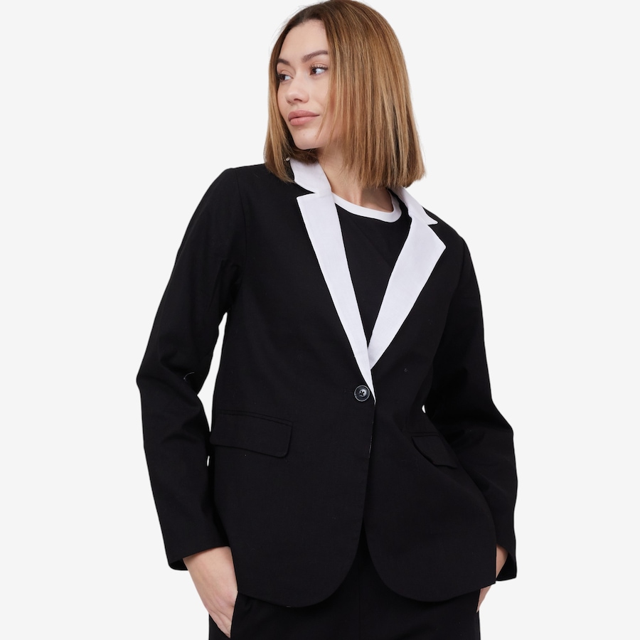 Image 100942_BKW.jpg, Product 100-942 / Price $69.88, by Stacy London Colourblock Linen-Like Jacket from by Stacy London on TSC.ca's Fashion department