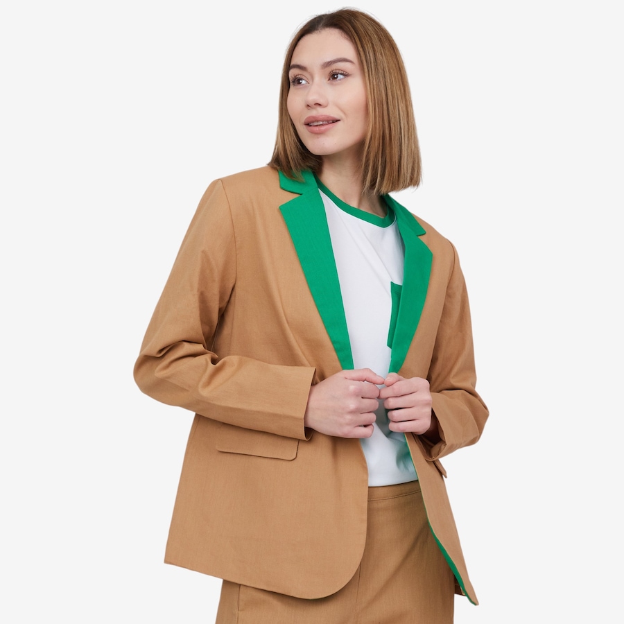Image 100942_KHJLY.jpg, Product 100-942 / Price $69.88, by Stacy London Colourblock Linen-Like Jacket from by Stacy London on TSC.ca's Fashion department