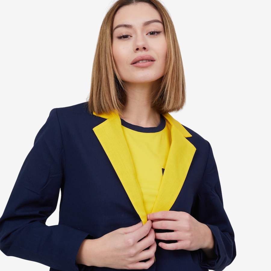 Image 100942_NYE.jpg, Product 100-942 / Price $69.88, by Stacy London Colourblock Linen-Like Jacket from by Stacy London on TSC.ca's Fashion department