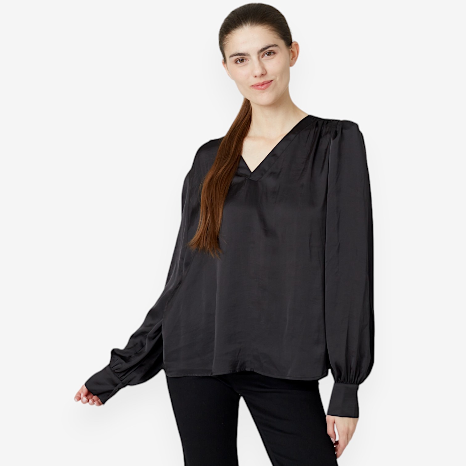Diane Gilman Draped Sleeve Satin Blouse - TSC.ca Diane Gilman Draped Sleeve Satin Blouse - TSC.ca