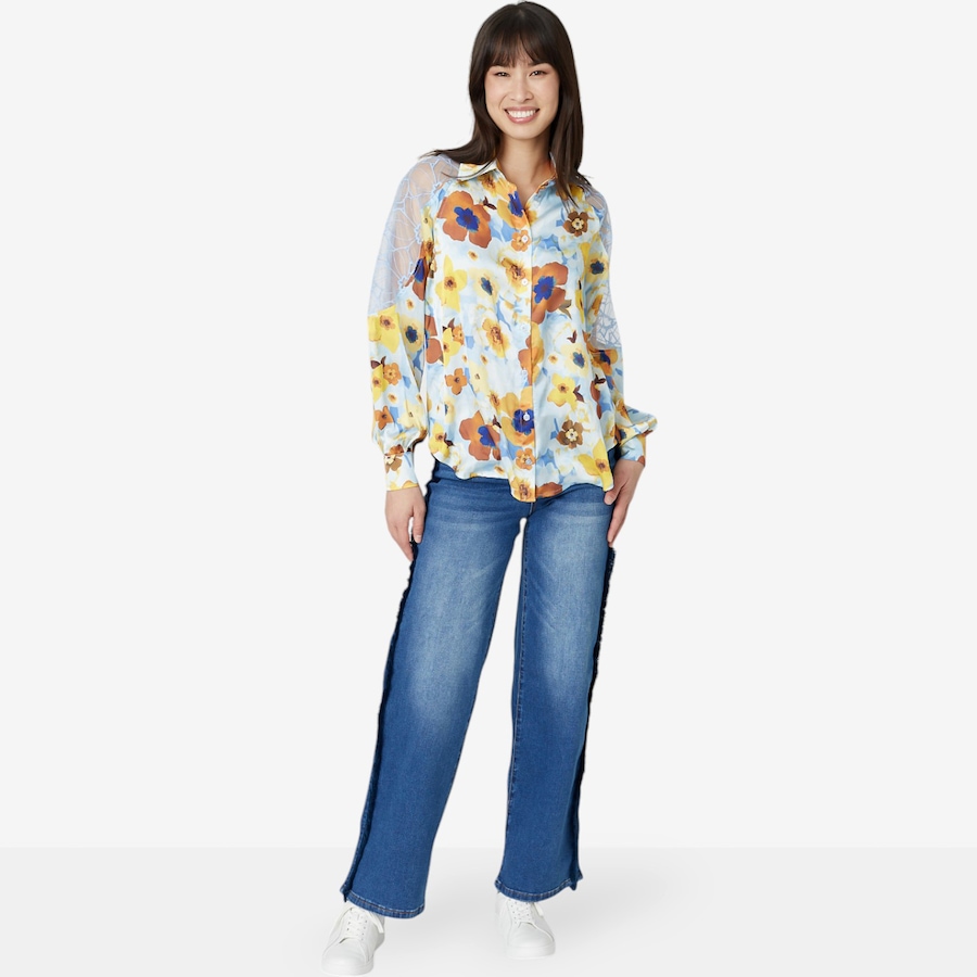 Image 100965_ALTMORE1.jpg, Product 100-965 / Price $29.33, Diane Gilman Button Up Blouse with Lace Shoulder Panels from DG2 by Diane Gilman on TSC.ca's Fashion department