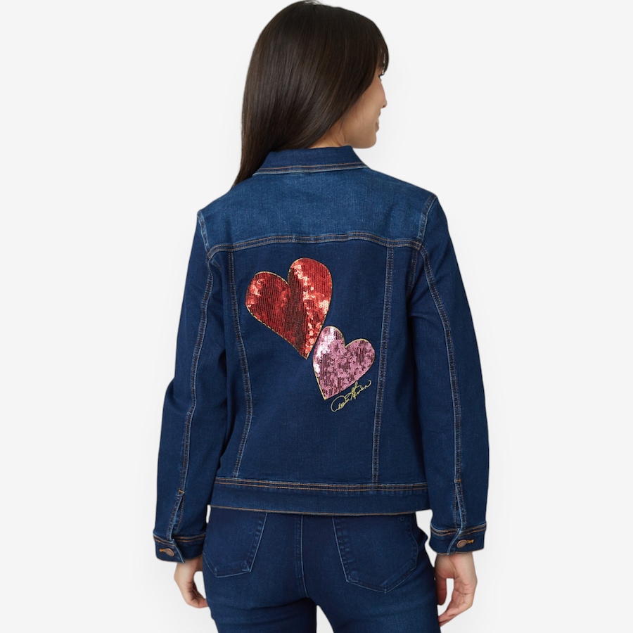 Image 100982_ID.jpg, Product 100-982 / Price $27.33, Diane Gilman New Classic Stretch Valentines Embellished Denim Jacket from DG2 by Diane Gilman on TSC.ca's Fashion department