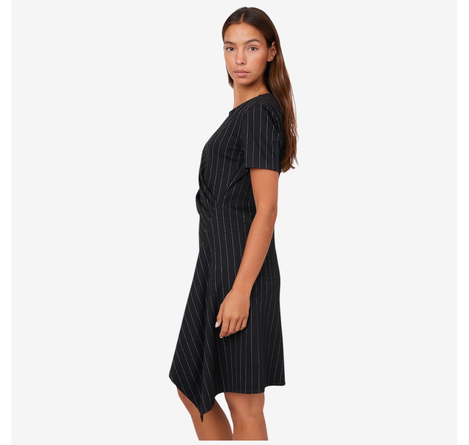 Image 101026_ALTMORE1.jpg, Product 101-026 / Price $169.88, N Natori Pinstripe Short Sleeve Side Drape Dress from N Natori on TSC.ca's Fashion department