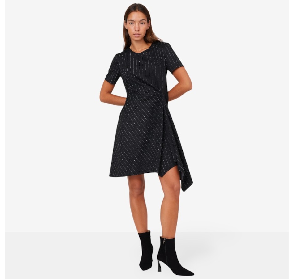 Image 101026_BLK.jpg, Product 101-026 / Price $169.88, N Natori Pinstripe Short Sleeve Side Drape Dress from N Natori on TSC.ca's Fashion department